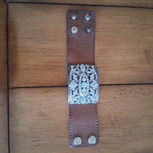 Ladies Leather Rhinestone Bracelet